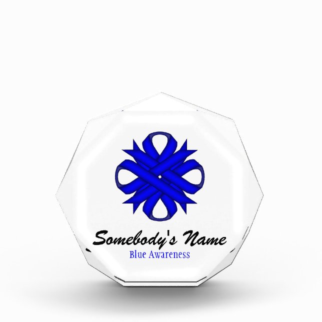 Blue Clover Ribbon by Kenneth Yoncich Acrylic Award (Front)
