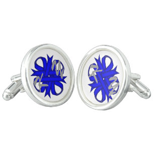 Blue Clover Ribbon by Kenneth Yoncich Cufflinks