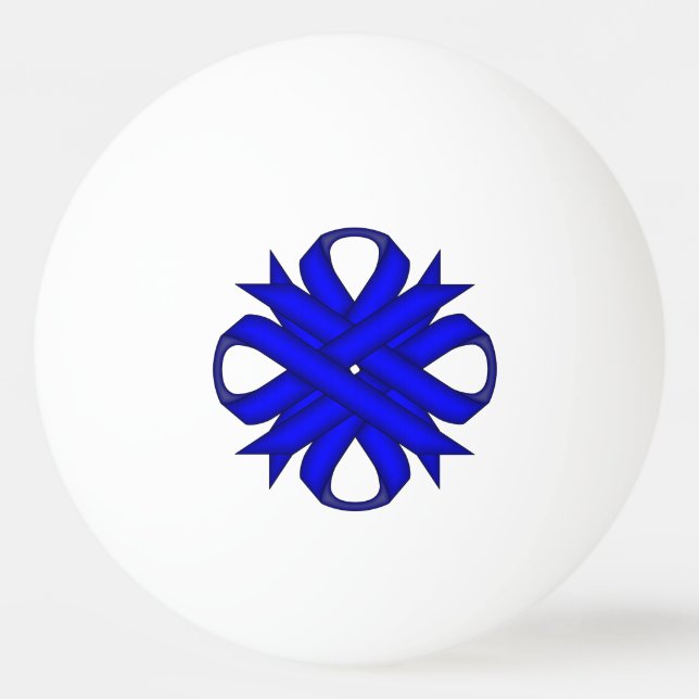 Blue Clover Ribbon by Kenneth Yoncich Ping Pong Ball (Front)
