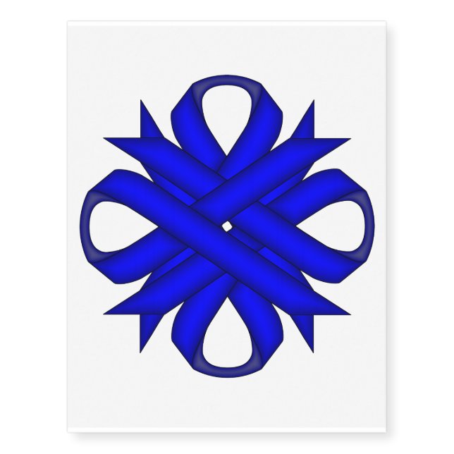 Blue Clover Ribbon by Kenneth Yoncich Temporary Tattoos (Front)