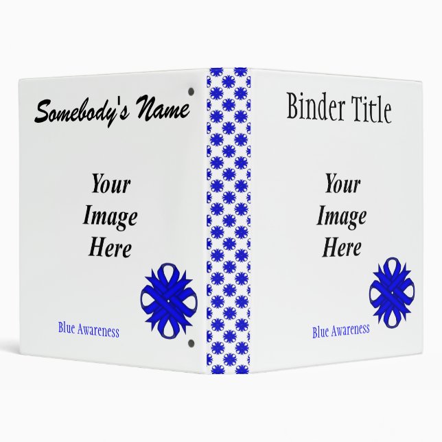Blue Clover Ribbon Template by Kenneth Yoncich 3 Ring Binder (Background)