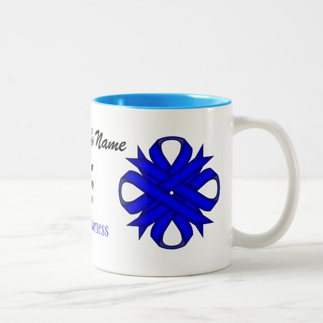 Blue Clover Ribbon Tmpl by Kenneth Yoncich Two-Tone Coffee Mug (Right)