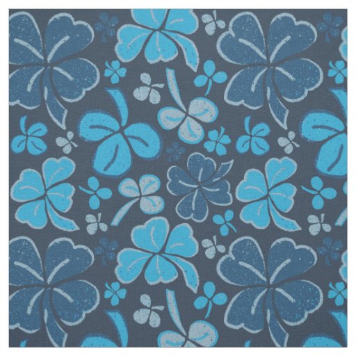 Blue Clover Shamrock Pattern St. Patrick`s Day Fabric