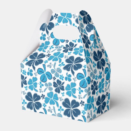 Blue Clover Shamrock Pattern St Patricks Day Favor Boxes