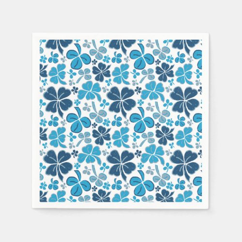 Blue Clover Shamrock Pattern St Patricks Day Napkins