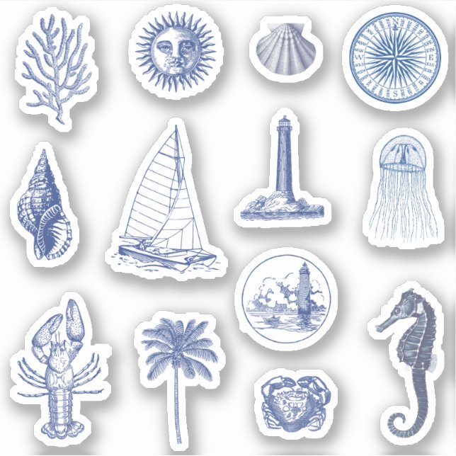  Blue Coastal Aesthetic Pack Sticker (Front)