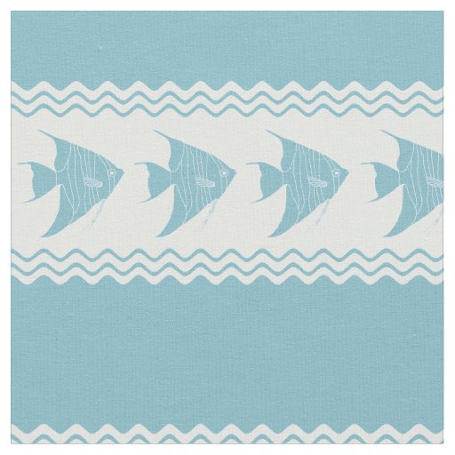 Blue Coastal Angelfish Stripes Fabric