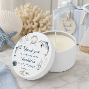 Blue Coastal Baby Shower Boy Thank you Mini Candle Favors
