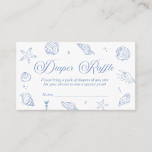 Blue Coastal Baby Shower Diaper Raffle Ticket Enclosure Card