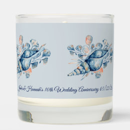 Blue Coastal Beach Wedding Anniversary Candles