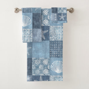 Blue Coastal Boho Bath Towel Set