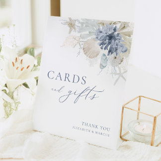 Blue Coastal Cards and Gifts Wedding Table Sign