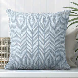 Blue Coastal Chevron Throw Pillow