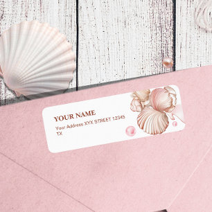 Blue Coastal Chic Blush pink Seashell Label