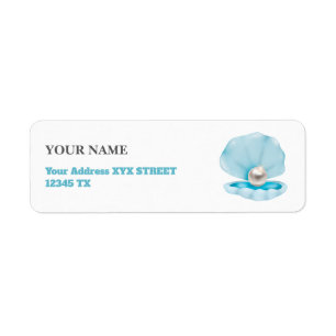 Blue Coastal Chic Seashell Label