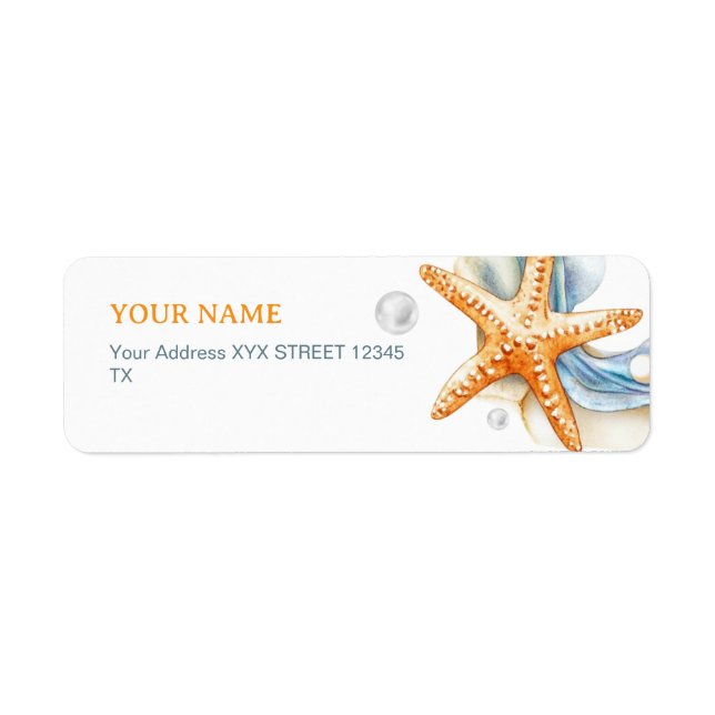 Blue Coastal Chic Seashell Label (Front)