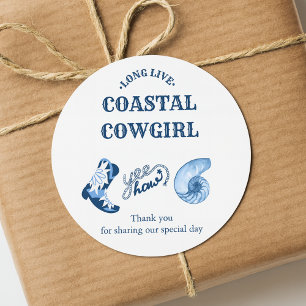 blue coastal cowgirl classic round sticker