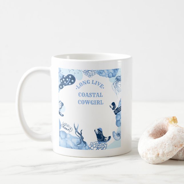 blue coastal cowgirl  coffee mug (With Donut)