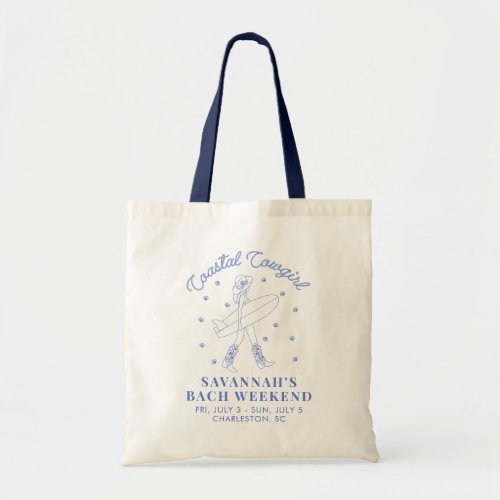 Blue Coastal Cowgirl Nautical Beach Bachelorette Tote Bag