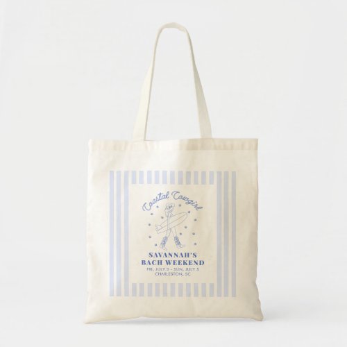 Blue Coastal Cowgirl Nautical Beach Bachelorette Tote Bag