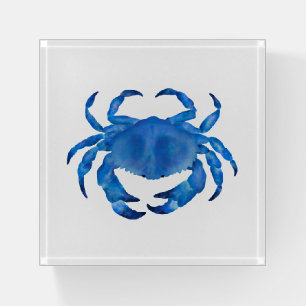 Blue coastal crab paperweight