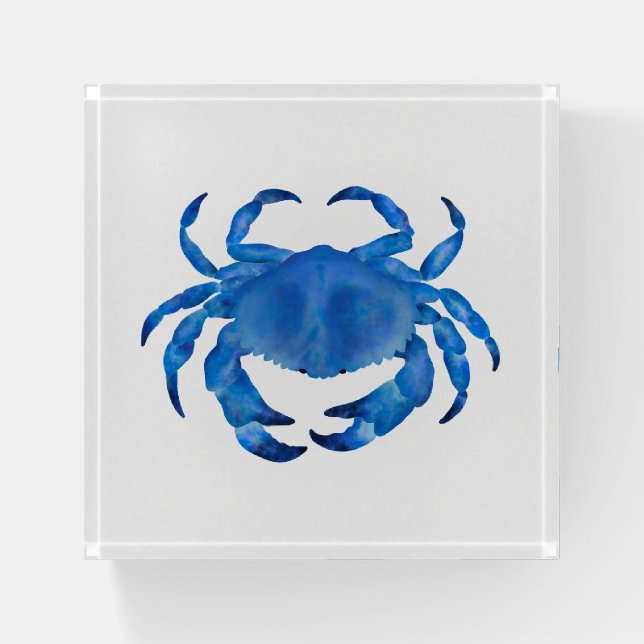 Blue coastal crab paperweight (Front)