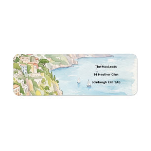 Blue Coastal Floral Return Address Label