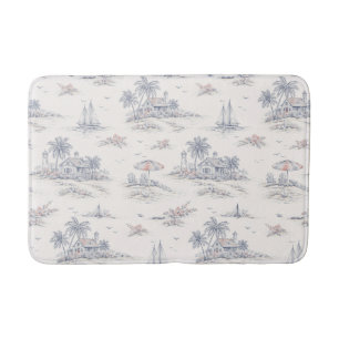Blue Coastal French Toile Bath Mat