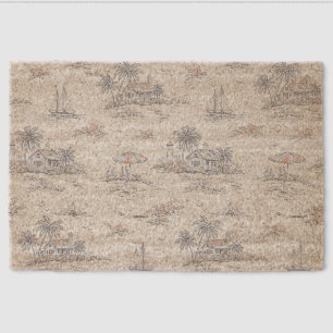 Blue Coastal French Toile Fiber Doormat