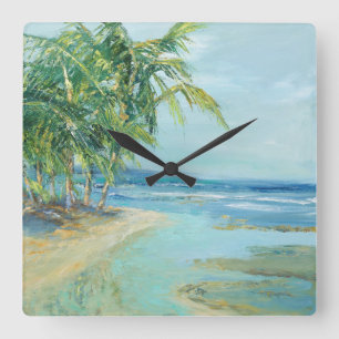 Blue Coastal Lagoon Square Wall Clock