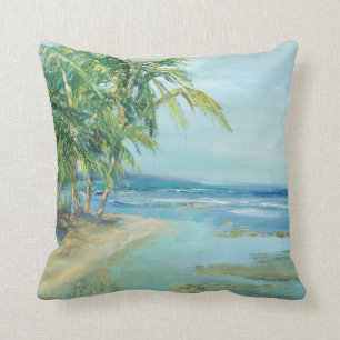 Blue Coastal Lagoon Throw Pillow