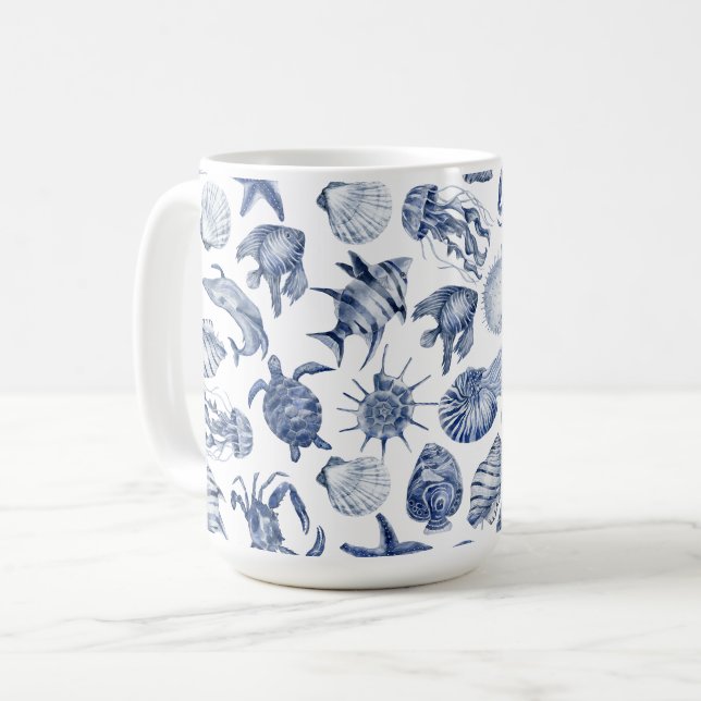 Blue Coastal Living Coffee Mug (Front Left)