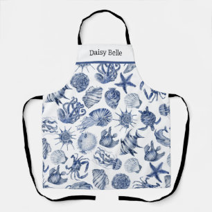 Blue Coastal Living Home Decor Apron