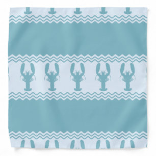 Blue Coastal Lobster Stripes Bandana
