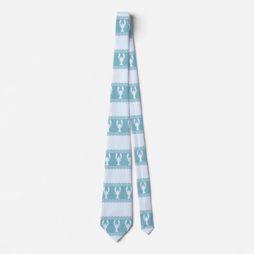 Blue Coastal Lobster Stripes Neck Tie