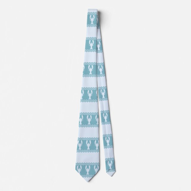Blue Coastal Lobster Stripes Neck Tie (Front)