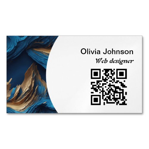 Blue coastal minimalist AI abstract web designer Business Card Magnet