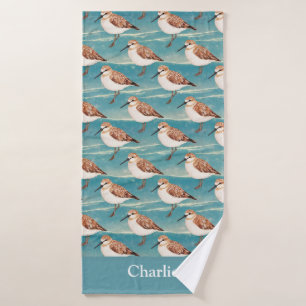 Blue Coastal Sandpiper Bird Bath Towel