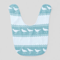 Blue Coastal Sandpiper Bird Stripes Baby Bib