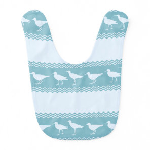 Blue Coastal Sandpiper Bird Stripes Baby Bib