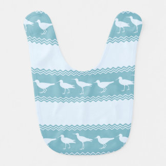 Blue Coastal Sandpiper Bird Stripes Baby Bib