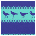 Blue Coastal Sandpiper Bird Stripes Fabric