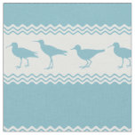 Blue Coastal Sandpiper Bird Stripes Fabric