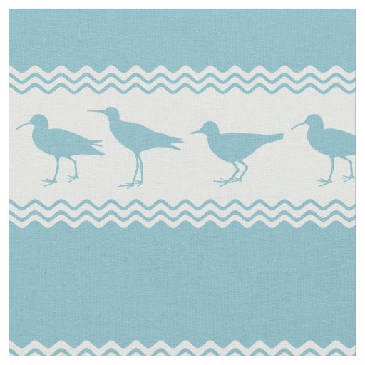 Blue Coastal Sandpiper Bird Stripes Fabric