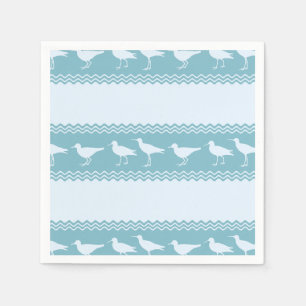 Blue Coastal Sandpiper Bird Stripes Napkins