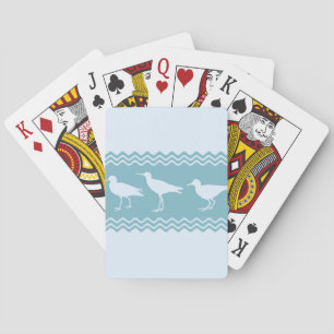 Blue Coastal Sandpiper Bird Stripes Poker Cards