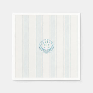Blue Coastal Seashell Wedding Napkins