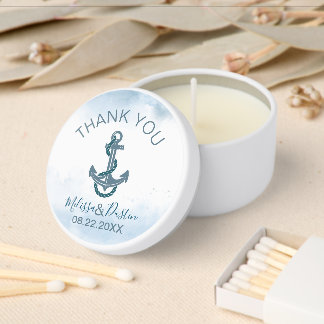 Blue Coastal Summer Beach Anchor Nautical Wedding Mini Candle Favors