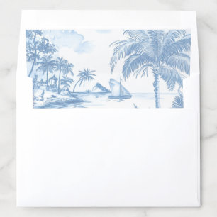 Blue Coastal Toile Wedding  Envelope Liner