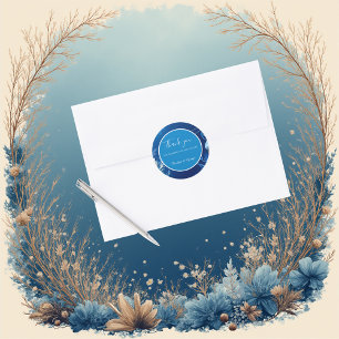 blue coastal vibe wedding classic round sticker